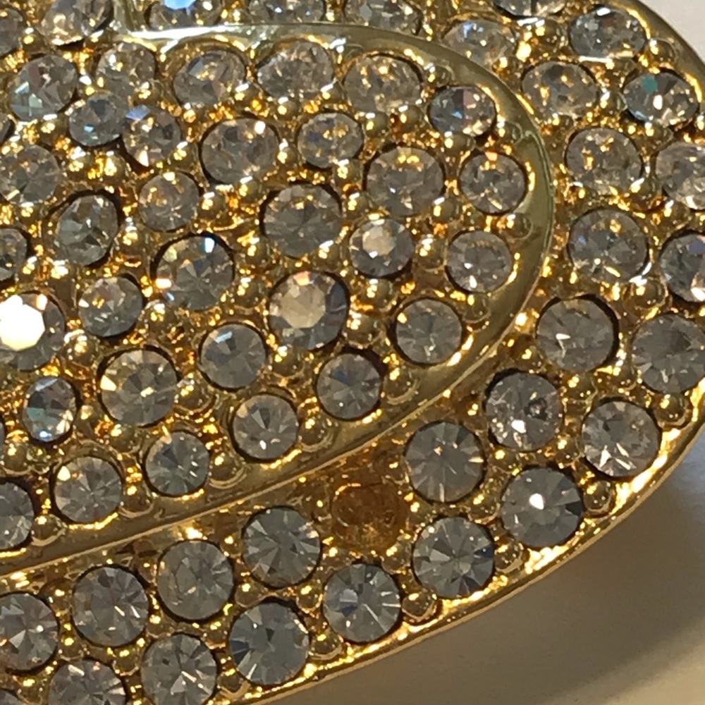Vintage Joan Rivers Gold & Rhinestone Heart Brooch - Picture 6 of 12